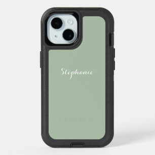 Sage Green Name Modern Elegant Monogram Boho iPhone 15 Case