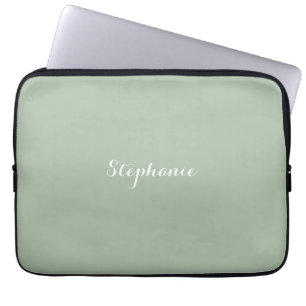 Sage Green Name Modern Elegant Monogram Boho Laptop Sleeve