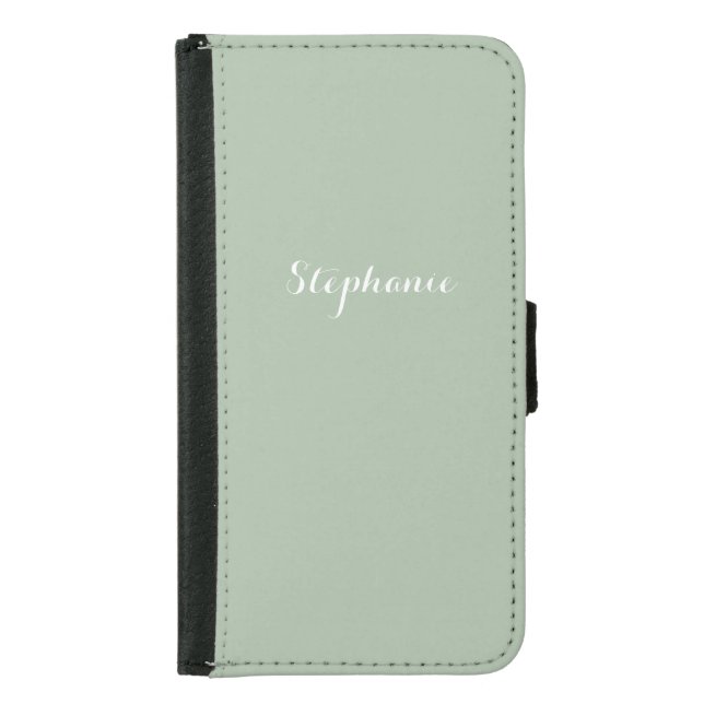 Sage Green Name Modern Elegant Monogram Boho Samsung Galaxy Wallet Case (Front)