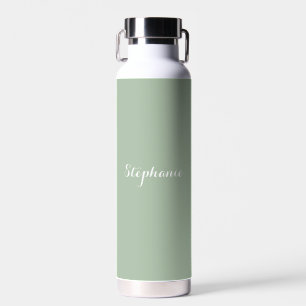 Sage Green Name Modern Elegant Monogram Boho Water Bottle