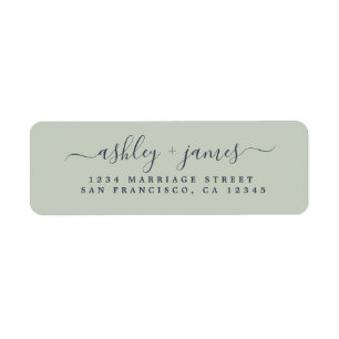 Sage Green Navy Script Return Address Label