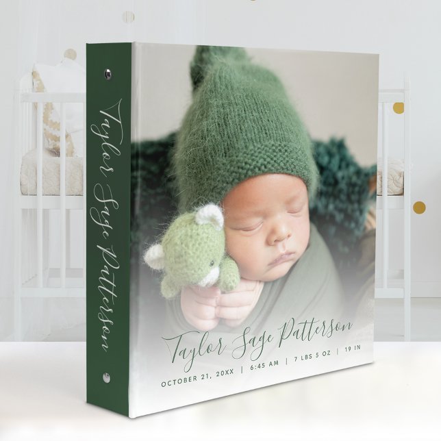 Sage Green Neutral Baby Photo Album 3 Ring  3 Ring Binder (Creator Uploaded)