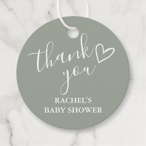 Sage Green Neutral Baby Shower Scrip Thank You Favor Tags