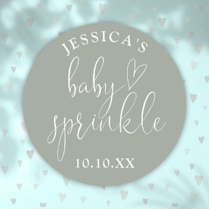 Sage Green Neutral Baby Sprinkle Shower Favor Classic Round Sticker