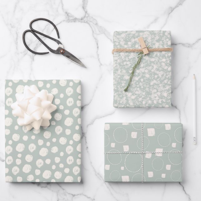 Sage Green Neutral Elegant Chic Abstract Pattern  Wrapping Paper Sheets (Front)