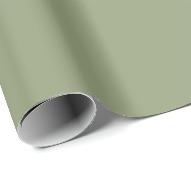 Sage Green Neutral Elegant Solid Color Wrapping Paper (Roll Corner)