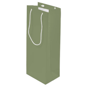Sage Green Neutral Elegant Solid Plain Color Wine Gift Bag