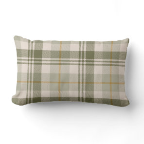 Sage Green Neutral Plaid Lumbar Pillow
