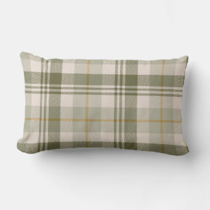 Sage Green Neutral Plaid Lumbar Pillow