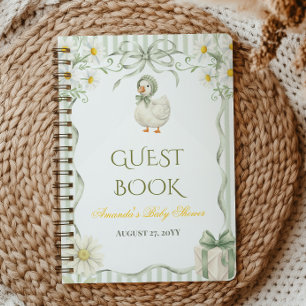 Sage Green Neutral Silly Goose Baby Shower Guest Notebook