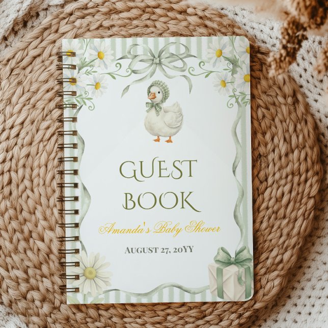 Sage Green Neutral Silly Goose Baby Shower Guest Notebook (Creator Uploaded)