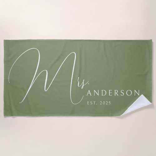 Sage Green Newlyweds Name Personalized Honeymoon