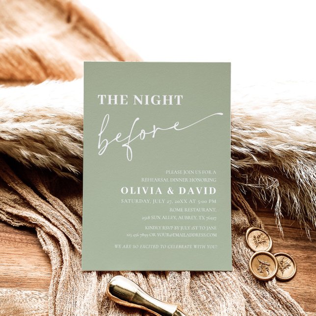 Sage Green Night Before Rehearsal Dinner Invite (Creator Uploaded)