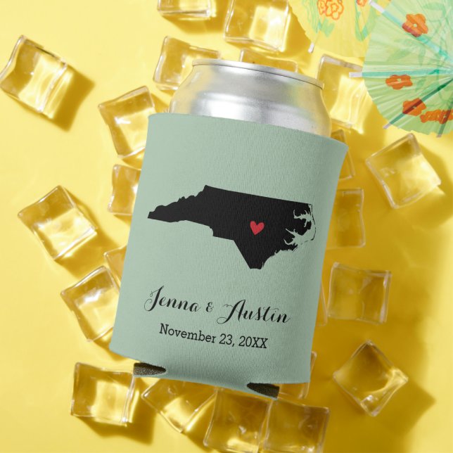 Sage Green North Carolina Wedding Favor Can Cooler (In Situ Summer)