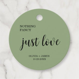 Sage Green Nothing Fancy Just Love Wedding     Favor Tags