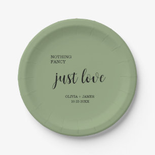 Sage Green Nothing Fancy Just Love Wedding   Paper Plates