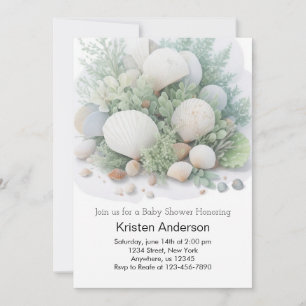 Sage Green Ocean Dream Baby Shower Invitation