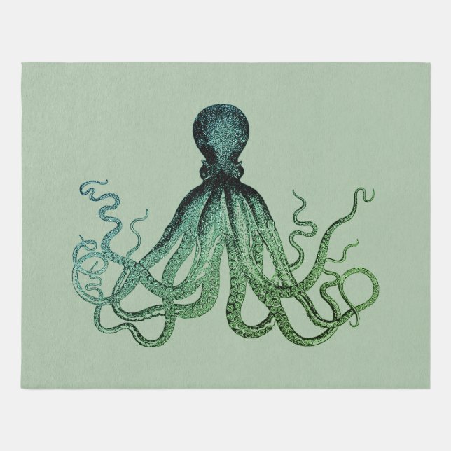 Sage Green Octopus Rug - Kraken Area Rug (Front)