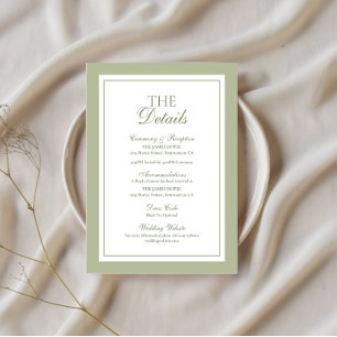 Sage Green Old Money Wedding Details Enclosure Card