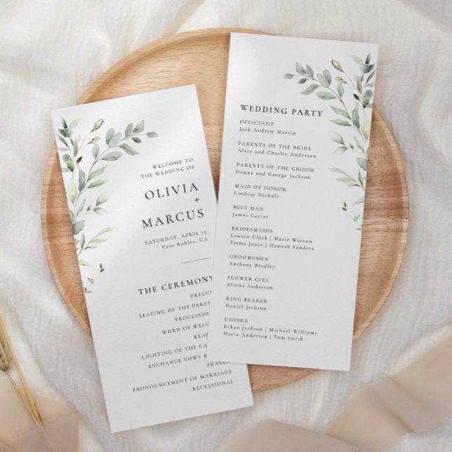 Sage Green Olive Botanical Elegant Wedding Program (Creator Uploaded)