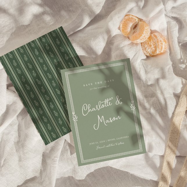 Sage Green Olive Branch Garden Save the Date Invitation (Creator Uploaded)