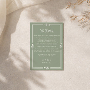Sage Green Olive Branch Garden Wedding Detail Enclosure Card