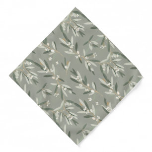 Sage Green Olive Branch & Ivory Pocket Square Bandana
