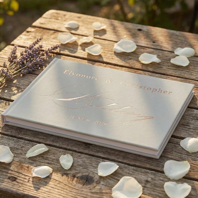 Sage Green Olive Branch Monogram Wedding Foil Guest Book (Creator Uploaded)