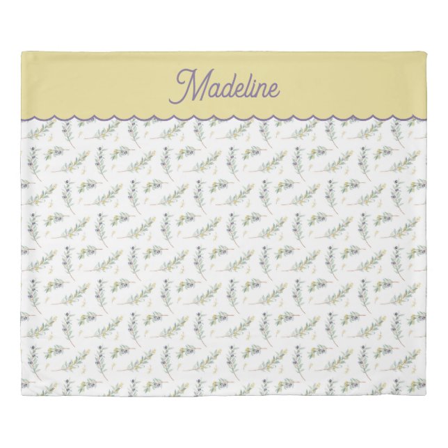 Sage Green Olive Branch Pattern Name Duvet Cover (Front)