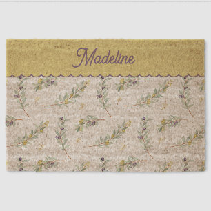 Sage Green Olive Branch Pattern Name Fiber Doormat