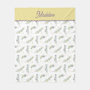 Sage Green Olive Branch Pattern Name Fleece Blanket