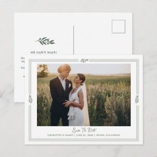 Sage Green Olive Branch Photo Save Date Postcard