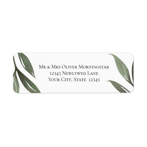 Sage Green Olive Branch Watercolor Leaves Label