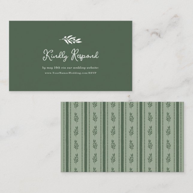 Sage Green Olive Branch Wedding Website RSVP Enclosure Card (Front/Back)