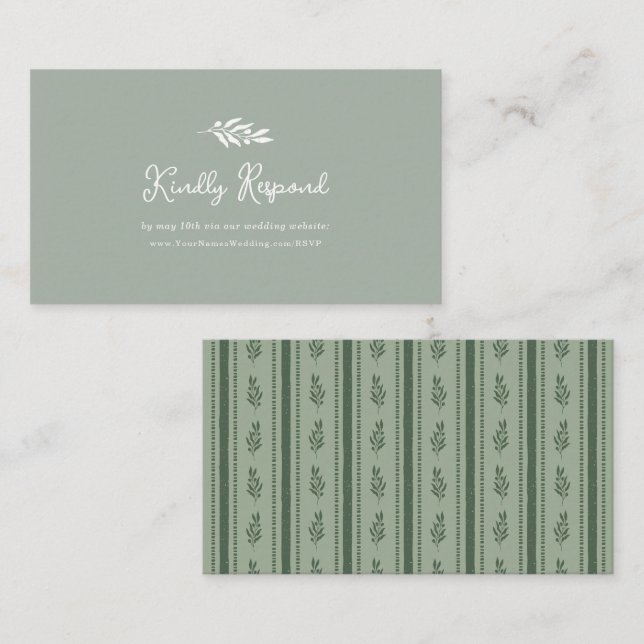 Sage Green Olive Branch Wedding Website RSVP Enclosure Card (Front/Back)