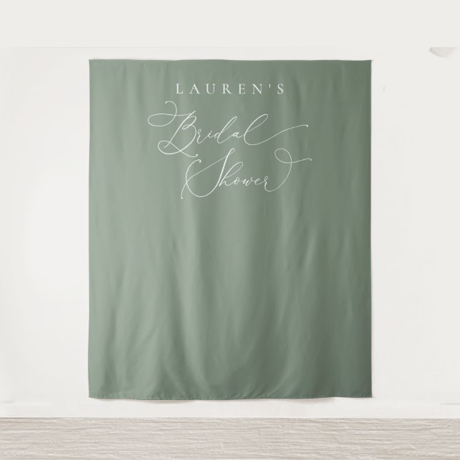 Sage Green Olive Bridal Shower Photo Backdrop (Front)