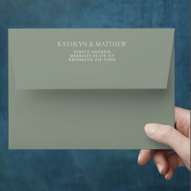 Sage Green Olive Leaf Modern Greenery Wedding Envelope (Creator Uploaded)