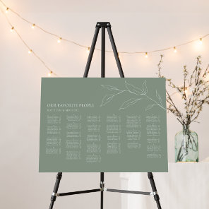 Sage Green Olive Leaf Wedding Alphabetical Seating Foam Board