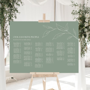 Sage Green Olive Leaf Wedding Alphabetical Seating Poster