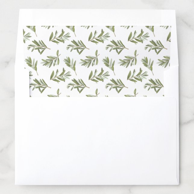 Sage Green Olive Leaves Wedding Envelope Liner (In Envelope)