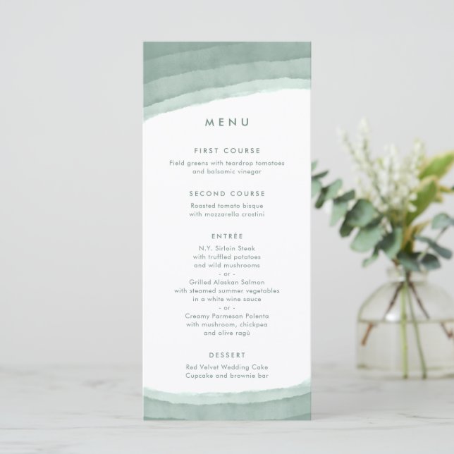 Sage Green Ombre | Minimalist Boho Wedding Menu (Standing Front)