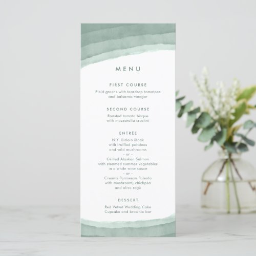 Sage Green Ombre  Minimalist Boho Wedding Menu