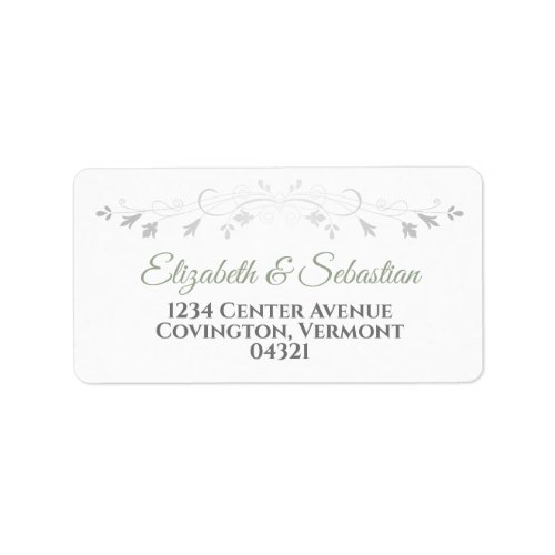 Sage Green on White Elegant Wedding Address Label
