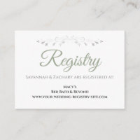 Sage Green on White Elegant Wedding Registry