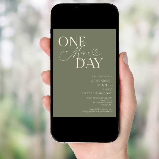 Sage Green One More Day Rehearsal Dinner  Invitation (Front Digital)