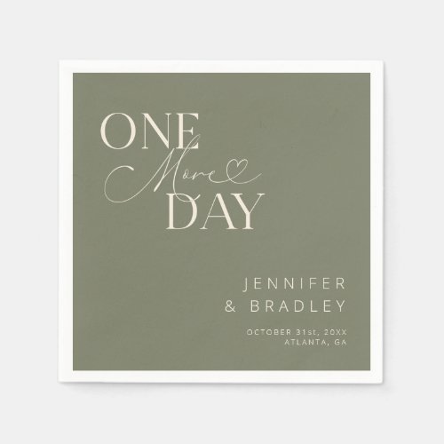 Sage Green One More Day Rehearsal Dinner  Napkins