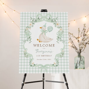 Sage Green One Silly Goose 1st Birthday Welcome Foam Board