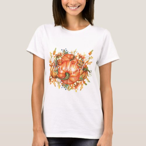 Sage Green  Orange Pumpkin Bounty Thanksgiving  T_Shirt