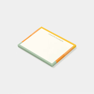 Sage Green Orange Striped Modern Personalized Name Post-it Notes