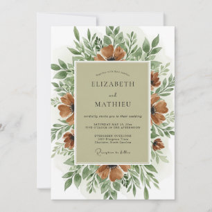 Sage Green Organic Autumn Wedding Invitation